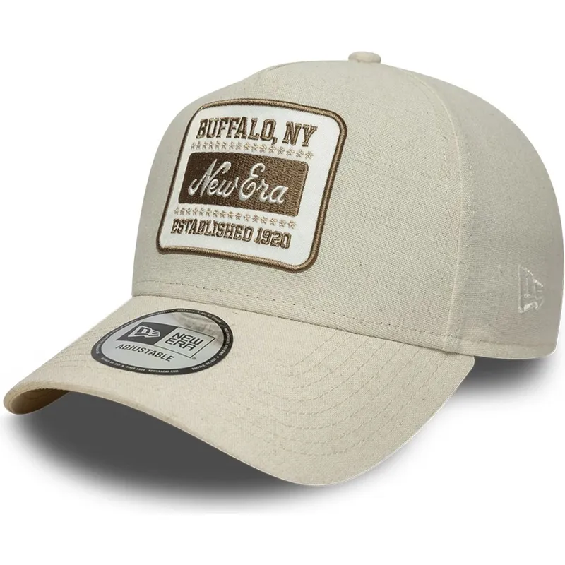 new-era-curved-brim-e-frame-patch-linen-beige-snapback-cap