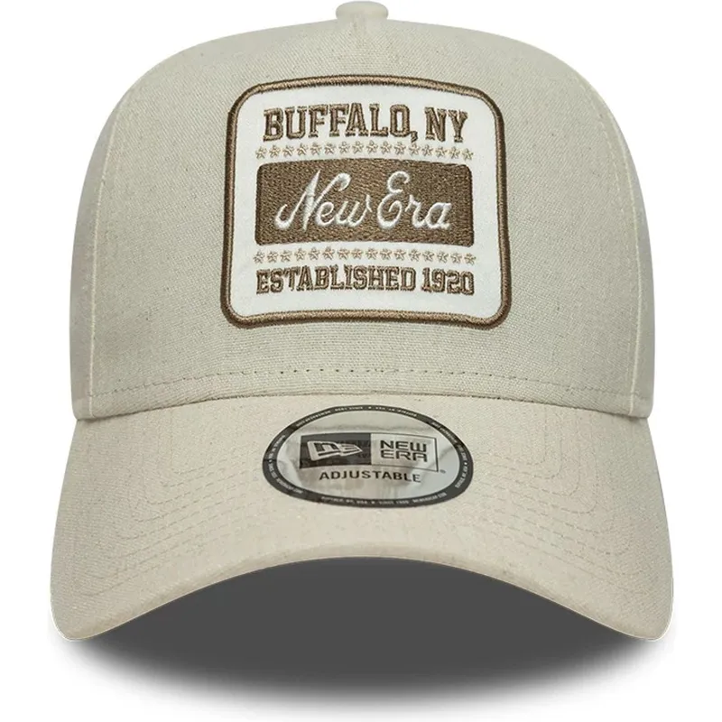 new-era-curved-brim-e-frame-patch-linen-beige-snapback-cap