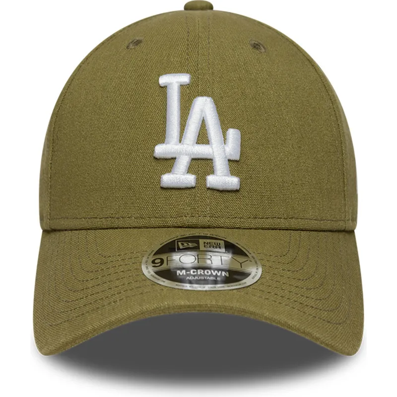 grune-gebogene-snapback-kappe-9forty-m-crown-linen-der-los-angeles-dodgers-mlb-von-new-era