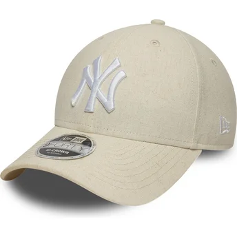 Šiltovky zaoblená béžová snapback 9FORTY M-Crown Linen New York Yankees MLB New Era