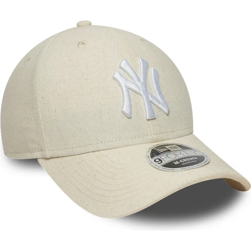 new-era-curved-brim-9forty-m-crown-linen-new-york-yankees-mlb-beige-snapback-cap