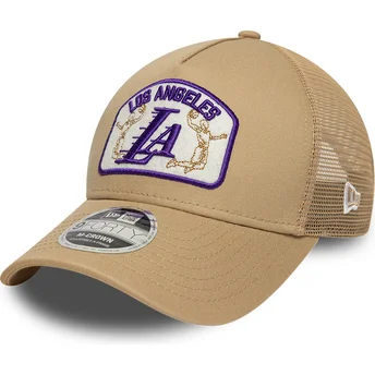 Šiltovky zaoblená kamionista béžová snapback 9FORTY M-Crown A Frame Los Angeles Lakers NBA New Era