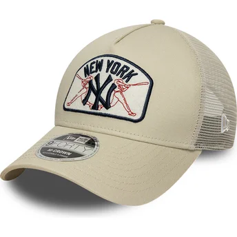 Cap zaoblená beige snapback 9FORTY M-Crown A Frame New York Yankees MLB New Era