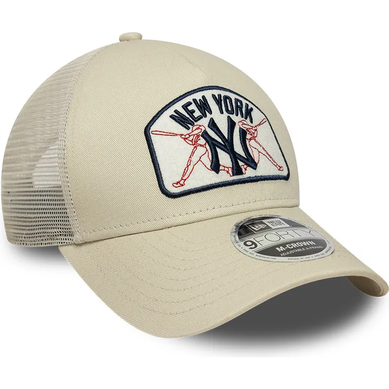 trucker-cap-beige-9forty-m-crown-a-frame-new-york-yankees-mlb-von-new-era