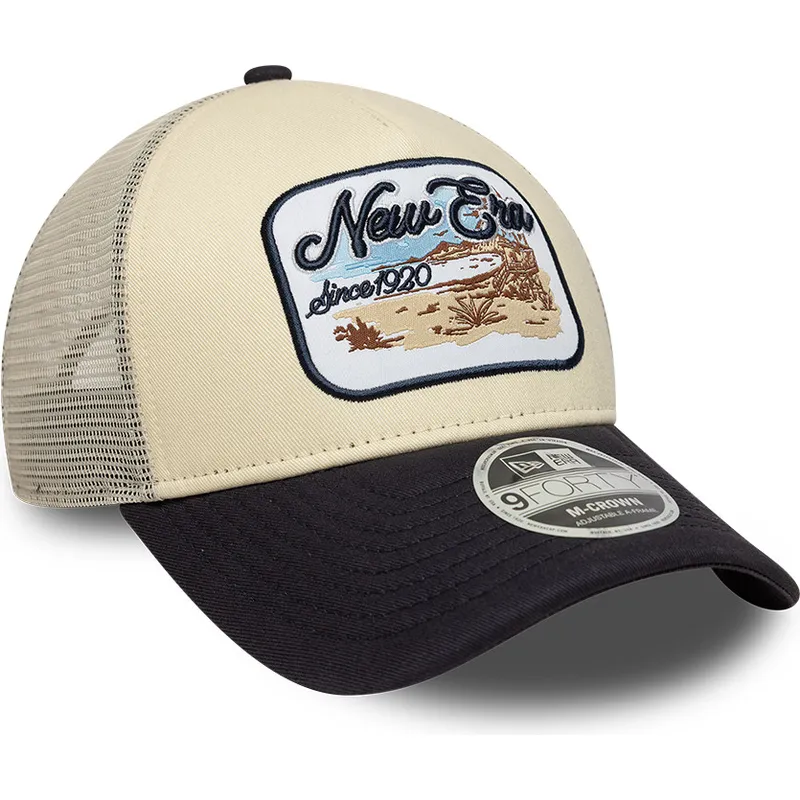 beige-und-marineblaue-trucker-kappe-9forty-m-crown-a-frame-von-new-era
