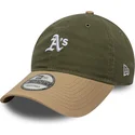 grune-und-braune-verstellbare-curved-cap-9twenty-mini-washed-contrast-der-oakland-athletics-mlb-von-new-era