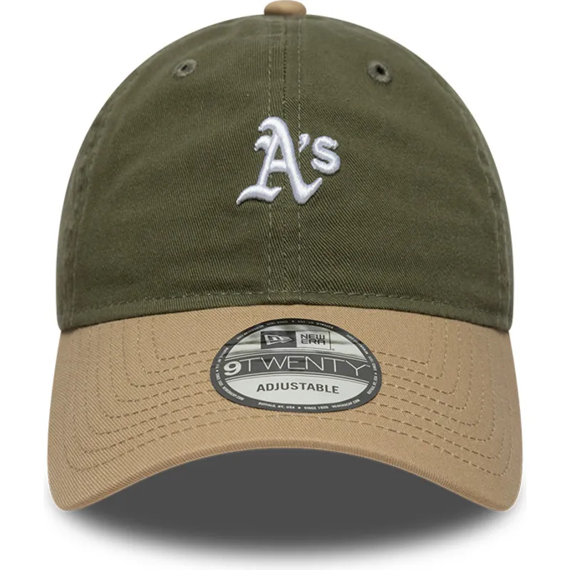 gorra-curva-verde-y-marron-ajustable-9twenty-mini-washed-contrast-de-oakland-athletics-mlb-de-new-era