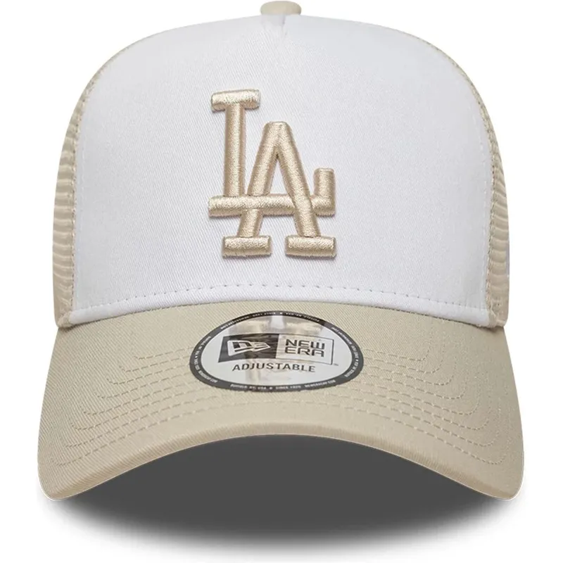 cap-zaoblena-beige-snapback-a-frame-league-essential-los-angeles-dodgers-mlb-new-era
