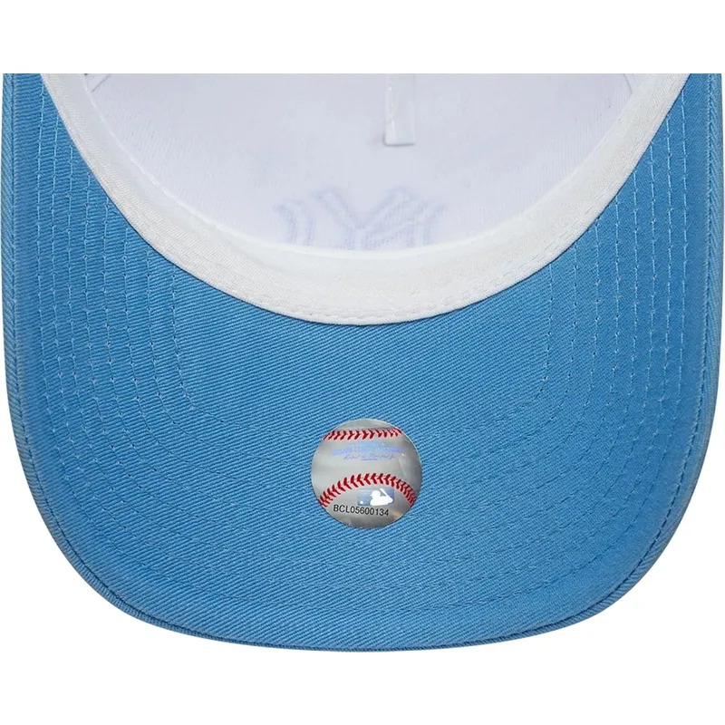 trucker-cap-blau-und-weiss-mit-blauem-logo-a-frame-league-essential-von-new-york-yankees-mlb-von-new-era