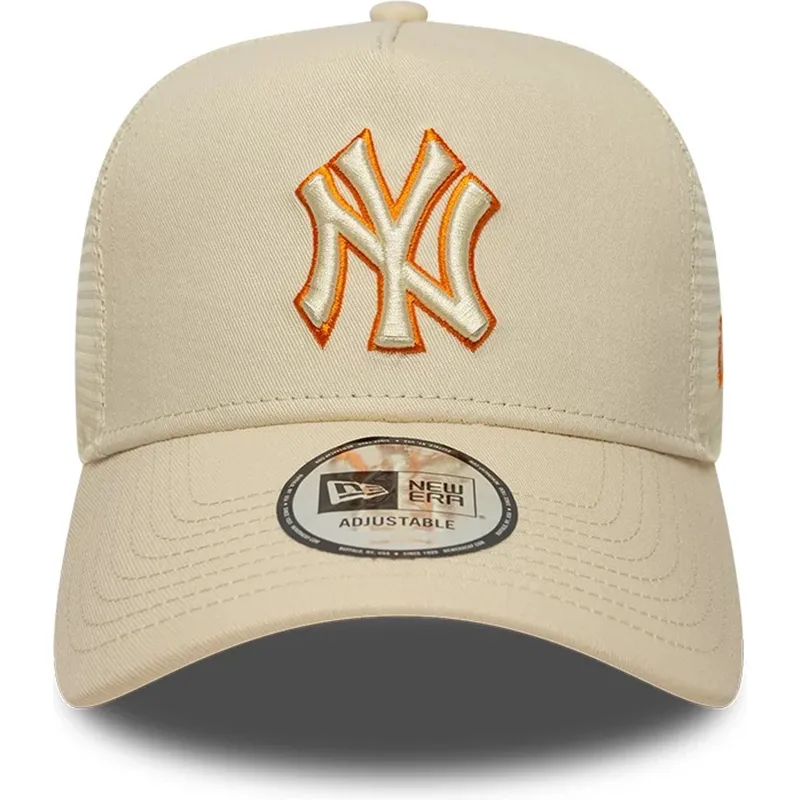 gorra-trucker-beige-con-logo-beige-a-frame-outline-de-new-york-yankees-mlb-de-new-era