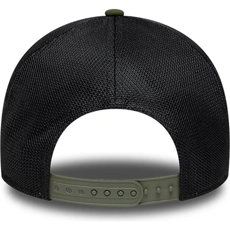 grune-trucker-kappe-mit-schwarzem-logo-a-frame-sport-der-los-angeles-dodgers-mlb-von-new-era