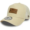 siltovka-zaoblena-bezova-snapback-a-frame-denim-leather-patch-new-era