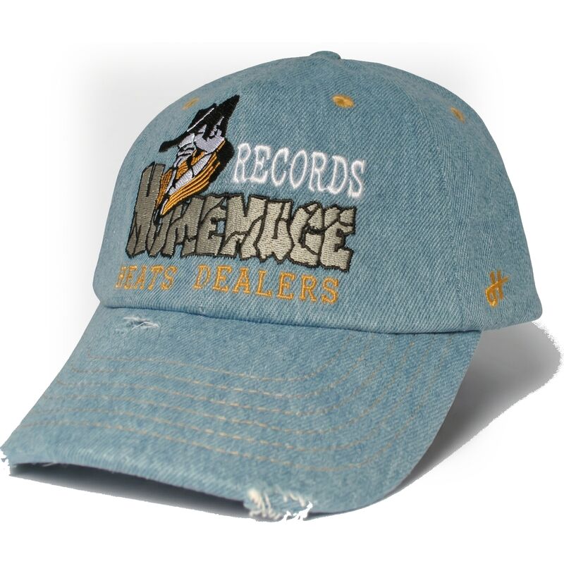 gorra-curva-azul-ajustable-denim-records-music-shapes-identity-the-90s-de-homenage