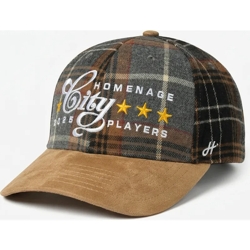 mehrfarbige-gebogene-snapback-kappe-plaid-players-sport-the-ball-von-homenage