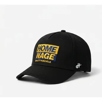 Schwarze gebogene Snapback-Kappe Decker Workwear The Retro von Homenage