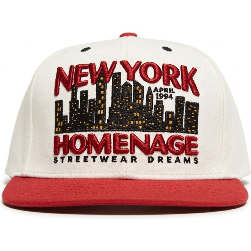 gorra-plana-beige-y-roja-snapback-nysky-skylines-the-snap-de-homenage