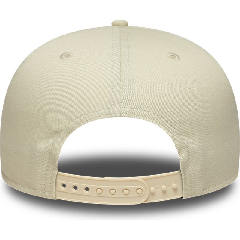 new-era-flat-brim-pink-logo-9fifty-original-fit-world-series-patch-los-angeles-dodgers-mlb-beige-snapback-cap