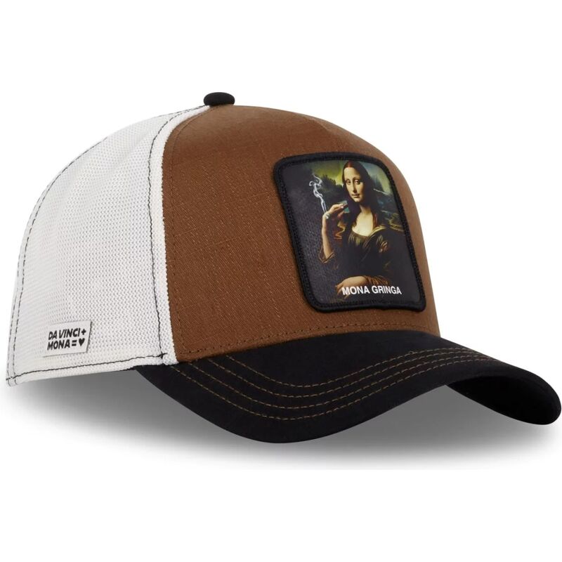 trucker-cap-braun-mona-lisa-art-mona-mona-gringa-famous-von-capslab