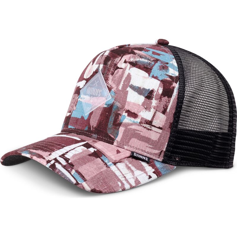 trucker-cap-rot-und-blau-hft-patternabstract-von-djinns