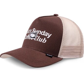 Gorra trucker marrón y beige HFT Guy in a Cup de Djinns