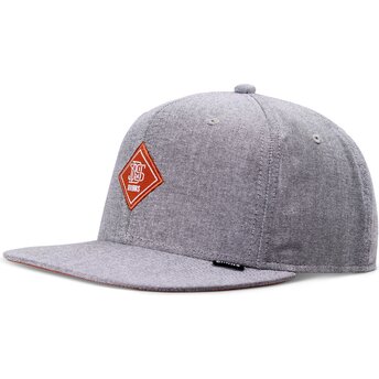 Graue Flatcap Snapback mit rotem OxfordContra Logo von Djinns