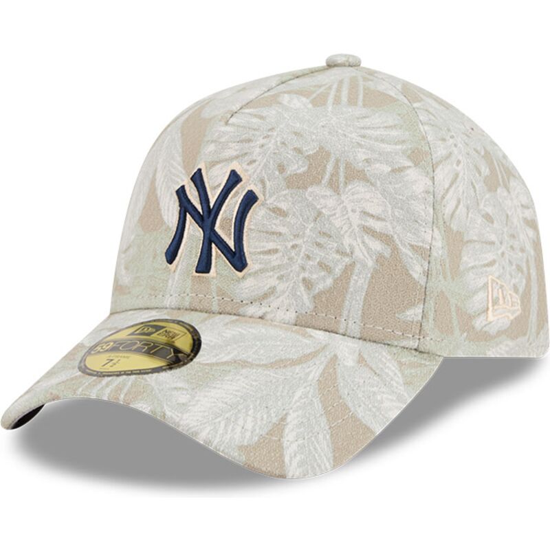 beige-gebogene-verstellbare-59forty-a-frame-leafy-palm-kappe-der-new-york-yankees-mlb-von-new-era
