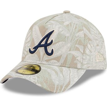 Beige gebogene verstellbare 59FORTY A Frame Leafy Palm Kappe von Atlanta Braves MLB von New Era