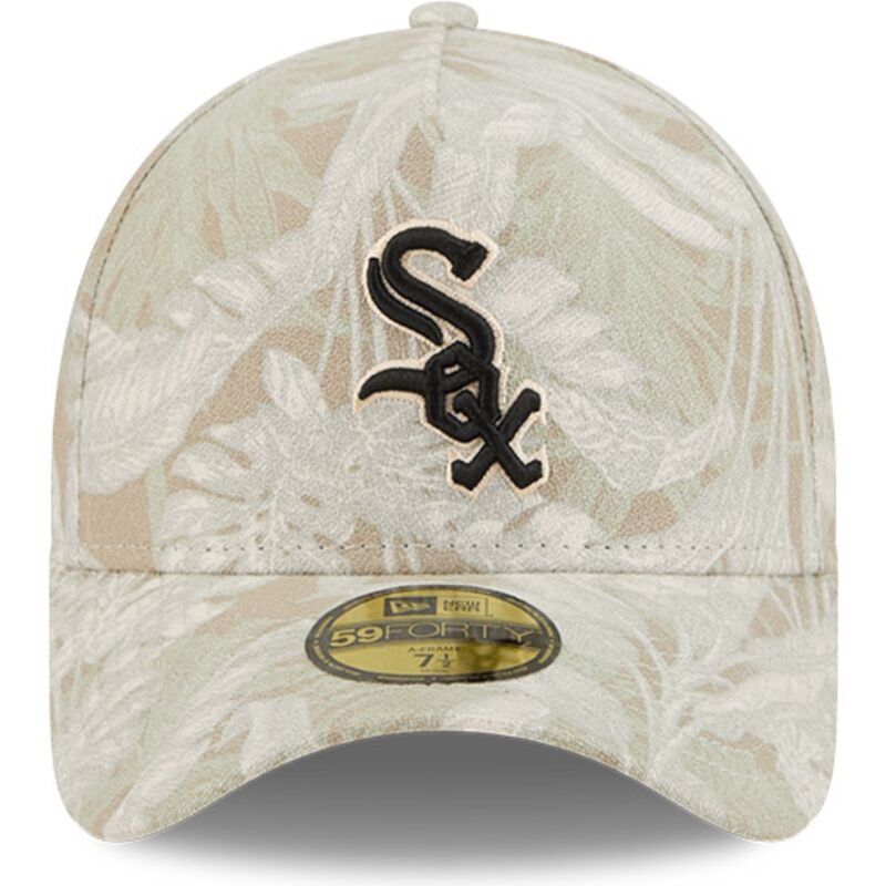 beige-gebogene-verstellbare-59forty-a-frame-leafy-palm-kappe-der-chicago-white-sox-mlb-von-new-era