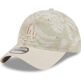 Beige gebogene verstellbare 9TWENTY Leafy Palm Kappe der Los Angeles Dodgers MLB von New Era