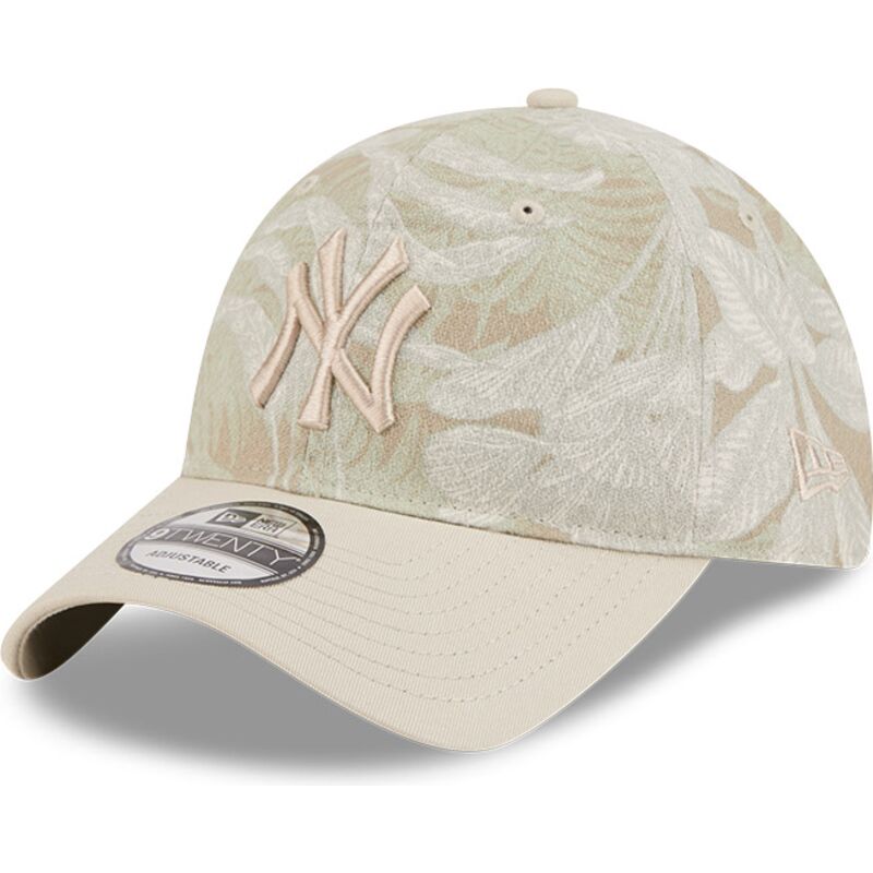 beige-gebogene-verstellbare-9twenty-leafy-palm-kappe-der-new-york-yankees-mlb-von-new-era