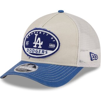Beige und blaue Trucker-Kappe 9FORTY M-Crown A Frame Fray der Los Angeles Dodgers MLB von New Era