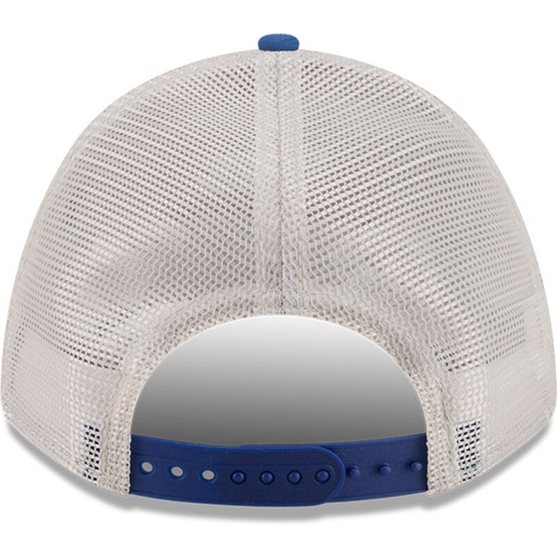 beige-und-blaue-trucker-kappe-9forty-m-crown-a-frame-fray-der-los-angeles-dodgers-mlb-von-new-era