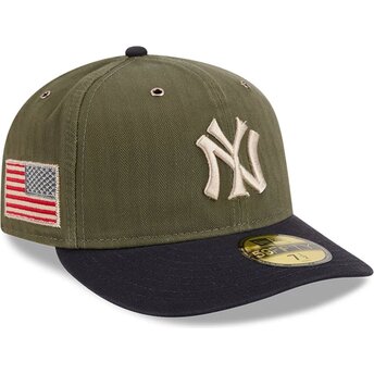 Grüne gebogene verstellbare Kappe 59FIFTY Pre-Curved American Herringbone der New York Yankees MLB von New Era