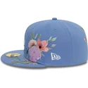 blaue-flache-angepasste-59fifty-floral-kappe-der-los-angeles-dodgers-mlb-von-new-era