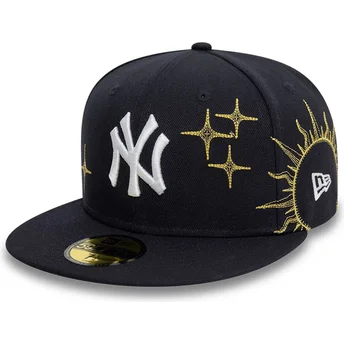 New Era Flat Brim 59FIFTY Zodiac New York Yankees MLB Navy Blue Fitted Cap