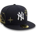marineblaue-anliegende-59fifty-zodiac-flat-cap-der-new-york-yankees-mlb-von-new-era