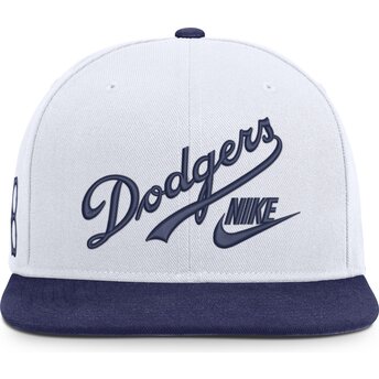 Šiltovka rovná biely snapback Cooperstown Dri-Fit Pro Structured Square Bill Los Angeles Dodgers MLB Nike