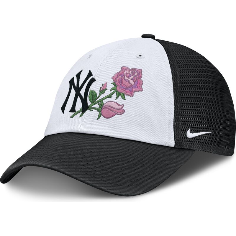 schwarze-und-weisse-verstellbare-trucker-kappe-mothers-day-club-unstructured-der-new-york-yankees-mlb-von-nike schwarze-und-weisse-verstellbare-trucker-kappe-mothers-day-club-unstructured-der-new-york-yankees-mlb-von-nike