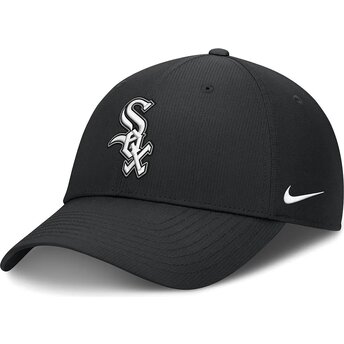 Schwarze verstellbare gebogene Kappe Club Structured UV Poly Ripstop der Chicago White Sox MLB von Nike