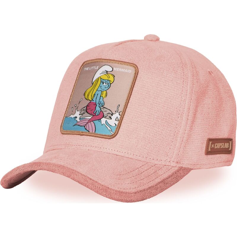 rosafarbene-gebogene-snapback-kappe-schlumpfine-smu-sur3b-die-schlumpfe-von-capslab rosafarbene-gebogene-snapback-kappe-schlumpfine-smu-sur3b-die-schlumpfe-von-capslab