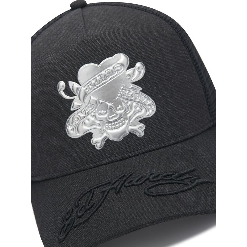 siltovka-zaoblena-cierna-snapback-love-kills-slowly-washed-ed-hardy