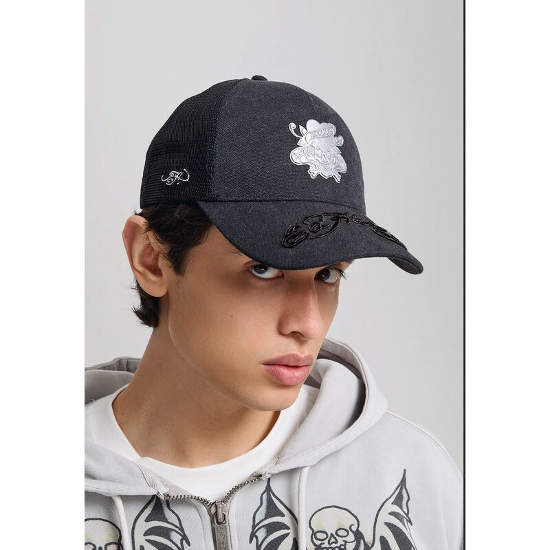 siltovka-zaoblena-cierna-snapback-love-kills-slowly-washed-ed-hardy