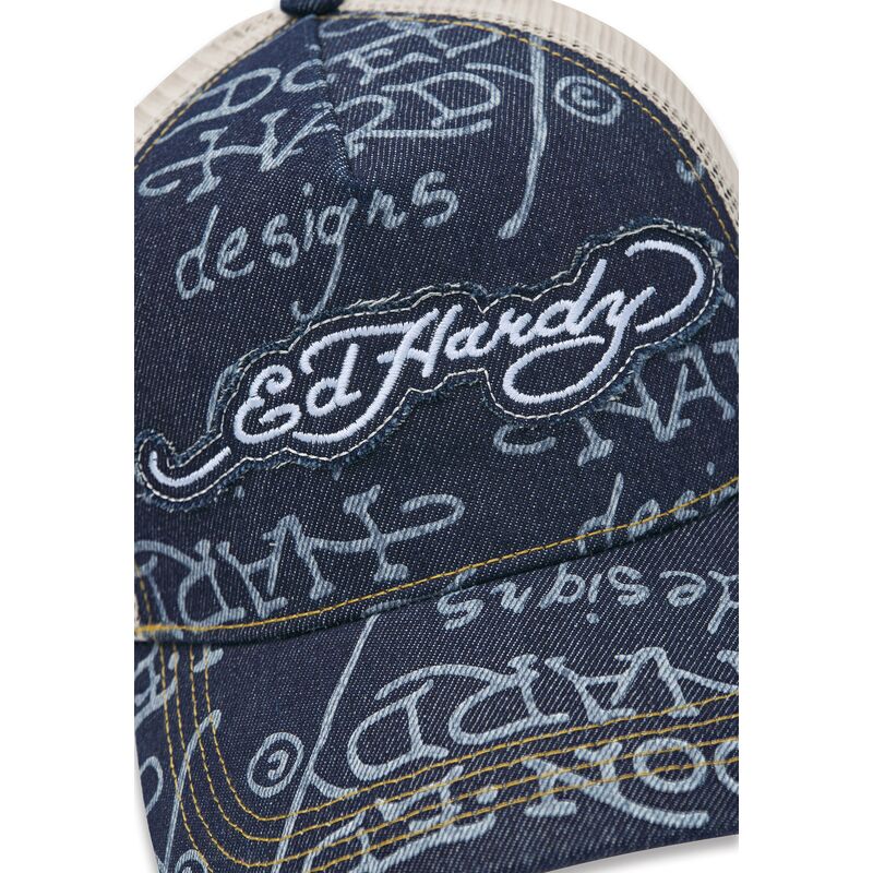 siltovka-zaoblena-tmavomodra-snapback-don-denim-ed-hardy