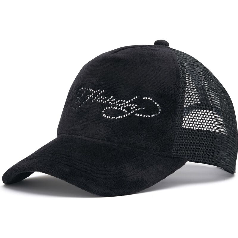siltovka-zaoblena-cierna-snapback-core-silver-diamante-velour-ed-hardy