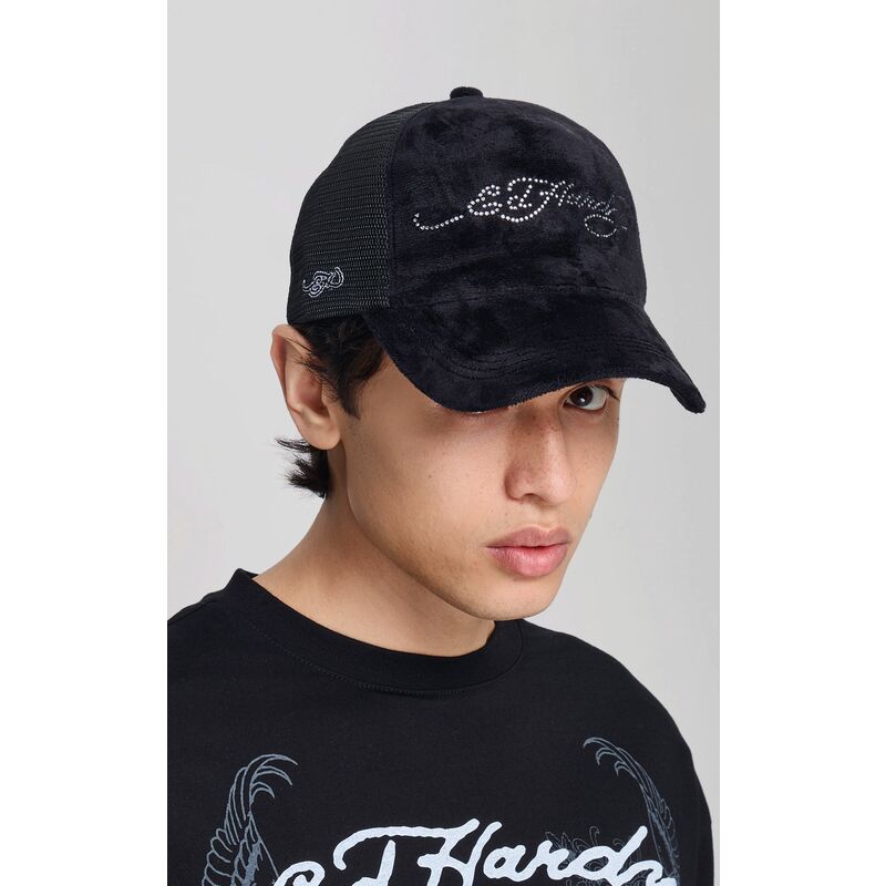 siltovka-zaoblena-cierna-snapback-core-silver-diamante-velour-ed-hardy