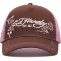 siltovka-zaoblena-hneda-snapback-rosa-skull-and-roses-ed-hardy