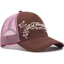 siltovka-zaoblena-hneda-snapback-rosa-skull-and-roses-ed-hardy