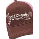 siltovka-zaoblena-hneda-snapback-rosa-skull-and-roses-ed-hardy
