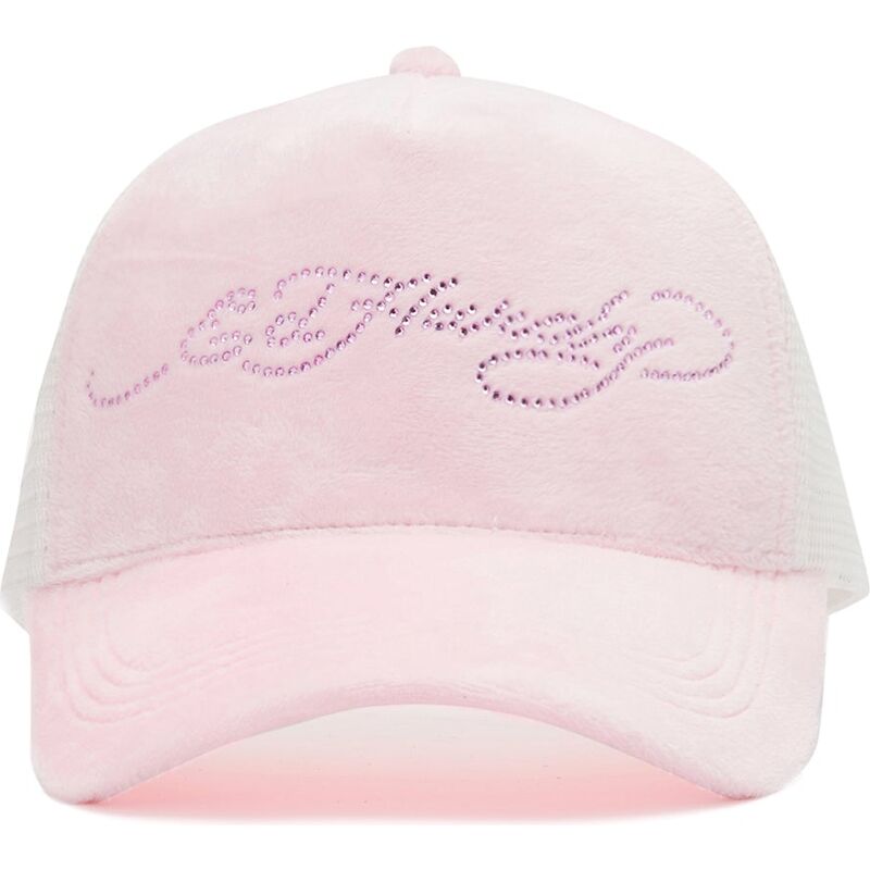 siltovka-zaoblena-ruzova-snapback-diamante-velour-ed-hardy