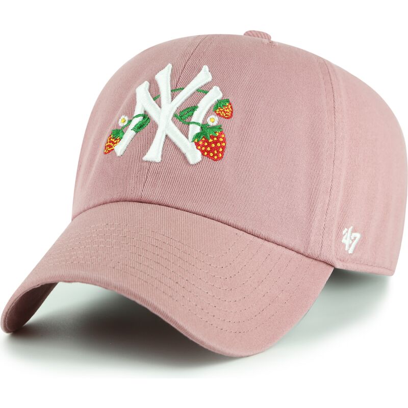 siltovka-zaoblena-ruzova-nastavitelny-pre-deti-clean-up-icon-alt-strawberry-new-york-yankees-mlb-47-brand